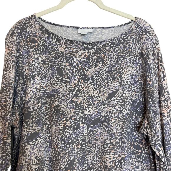 Pure Jill Womens Tunic Top L Multicolor Abstract Print 3/4 Sleeve Cotton Modal - Picture 2 of 6